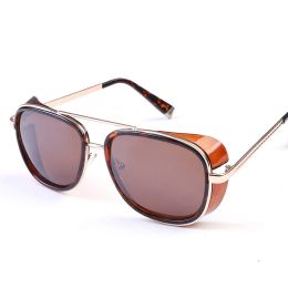 Iron Fashion Man 3 IRON TONY Windscreen Sunglasses for Men and Women Double beam Sunglasses Retro Personality Glasses