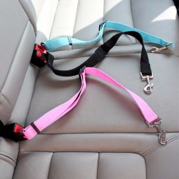 Adjustable Pet Cat Dog Car Seat Belt Pet Seat Vehicle Dog Harness Lead Clip Safety Lever Traction Dog Collars Dogs Accessoires; Dog seat belt