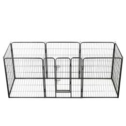 Dog Playpen 8 Panels Steel 31.5"x39.4" Black