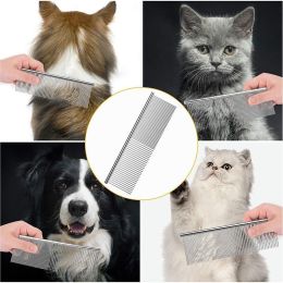 19*3CM Pet Dematting Comb-Stainless Steel Pet Grooming Comb for Dogs and Cats Gently Removes Loose Undercoat Mats Tangles and Knots