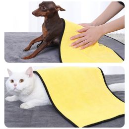 New coral velvet speed pet dry towel dog cat bath towel soft absorbent pet bath towel (size: Yellow, color: [For Adult Cats] 30 * 60Cm)