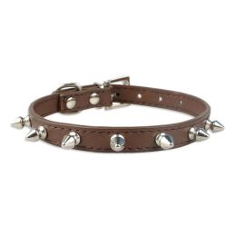 Pet Leather Spike Nail Collars (size: S, color: brown)