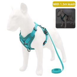 dog harness with 1.5m leash (size: Xl, color: Green)