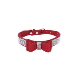 Leather Bow Dog Collar (size: M, color: Color3)
