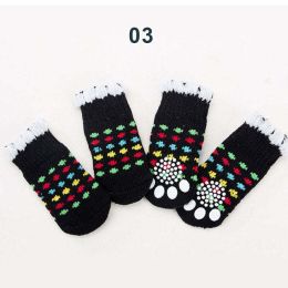 Wholesale 4 Piece Knit Socks Claws Warm Non-Slip Puppy Shoes Socks (size: S, color: 3)