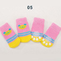 Wholesale 4 Piece Knit Socks Claws Warm Non-Slip Puppy Shoes Socks (size: M, color: 5)