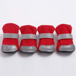 Wholesale 4pcs/set Breathable Dog Shoes Non-Slip Reflective Pet Boots (size: Xl, color: red)