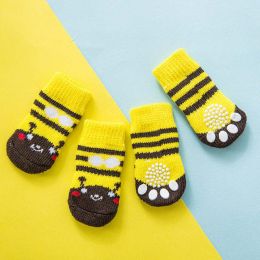 Wholesale 4 Pack Warm Knit Puppy Socks Dog Shoes Boots (size: M, color: Yellow)