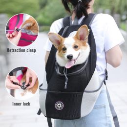 Pet Dog Carrier Bag Carrier For Dogs Backpack Out Double Shoulder Portable Travel Backpack Outdoor Dog Carrier Bag Travel Set (size: M For 5-10Kg, color: Rose Red)