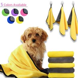 Pet dog cat bath towel soft coral fleece absorbent towel quick-drying bath towel convenient cleaning wipes pet supplies dropship (size: 100X50Cm, color: Yellow)