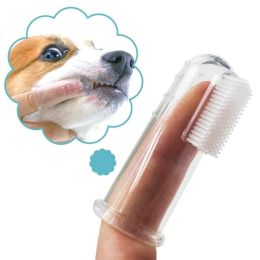 Super Soft Pet Finger Toothbrush Teddy Dog Brush Bad Breath Tartar Teeth Care Tool Dog Cat Cleaning Silicagel Pet Supplies (Metal Color: As The Picture, size: 1Pcs)