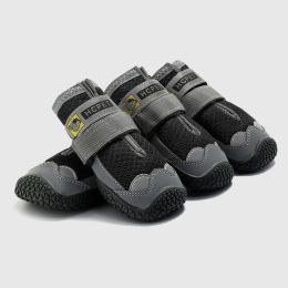 Pet Non-Skid Booties, Waterproof Socks Breathable Non-Slip with 3m Reflective Adjustable Strap Small to Large Size (4PCS/Set) Paw Protector (size: L, color: Black)