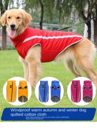 Outdoor big dog jacket; soft and comfortable dog coat; pet dog clothes; thickened dog cotton padded clothing (Colour: Rose Red, size: 3Xl)