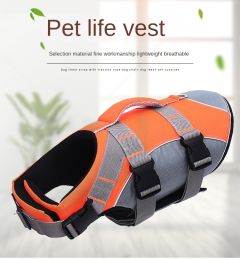 Dog Life Jacket; Dog Lifesaver Vests with Rescue Handle for Small Medium and Large Dogs; Pet Safety Swimsuit Preserver for Swimming Pool Beach Boating (Colour: Orange, Specification (L * W): S)