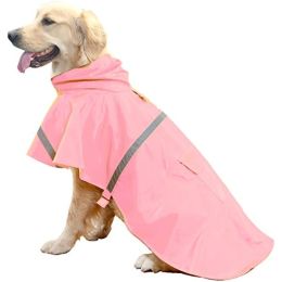 Dog Raincoats for Large Dogs with Reflective Strip Hoodie; Rain Poncho Jacket for Dogs (size: [S/M], color: C3-Lake Blue)