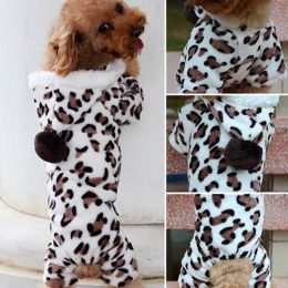 Leopard Warm Winter Pet Dog Puppy Clothes Hoodie Jumpsuit Pajamas Outwear (size: L, color: Leopard)