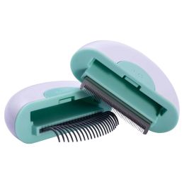 Pet Life 'LYNX' 2-in-1 Travel Connecting Grooming Pet Comb and Deshedder (size: small, color: Green)