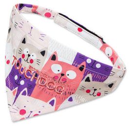 Touchdog 'Head-Popper' Fashion Designer Printed Velcro Dog Bandana (size: small, color: Pink / Purple)